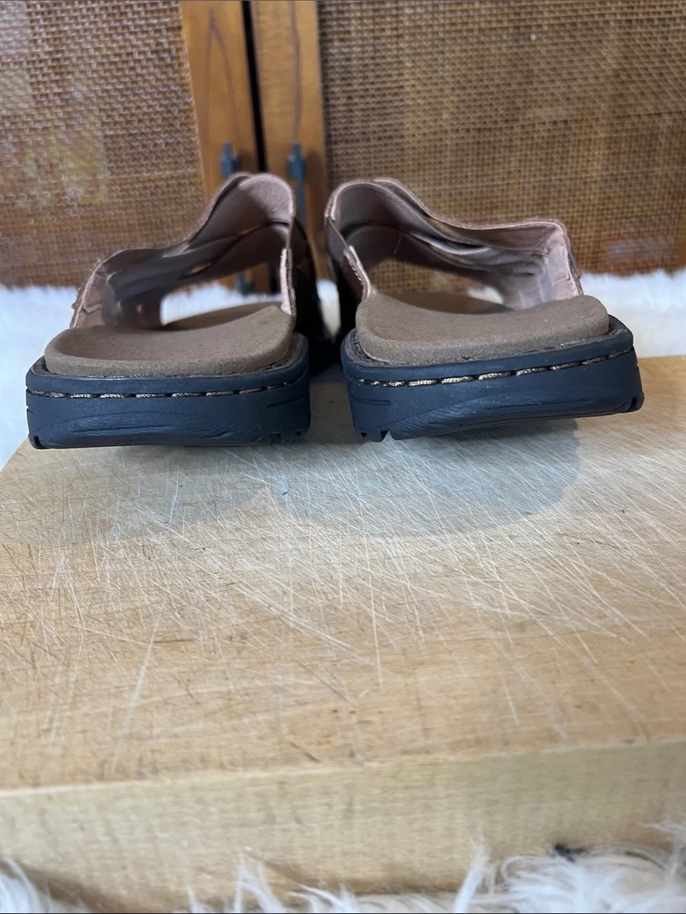 ABEO Brant Men's Brown Leather Crossover Slide Sandals
